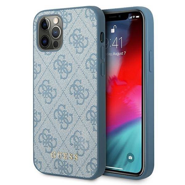 Case GUESS Apple iPhone 12 12 Pro 4G Metal Gold Logo Blue Hardcase