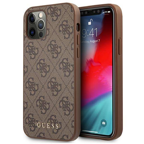 Case GUESS Apple iPhone 12 12 Pro 4G Metal Gold Logo Bronze Hardcase