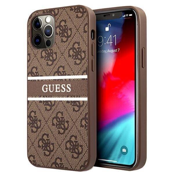 Case GUESS Apple iPhone 12 12 Pro 4G Stripe Brown Hardcase