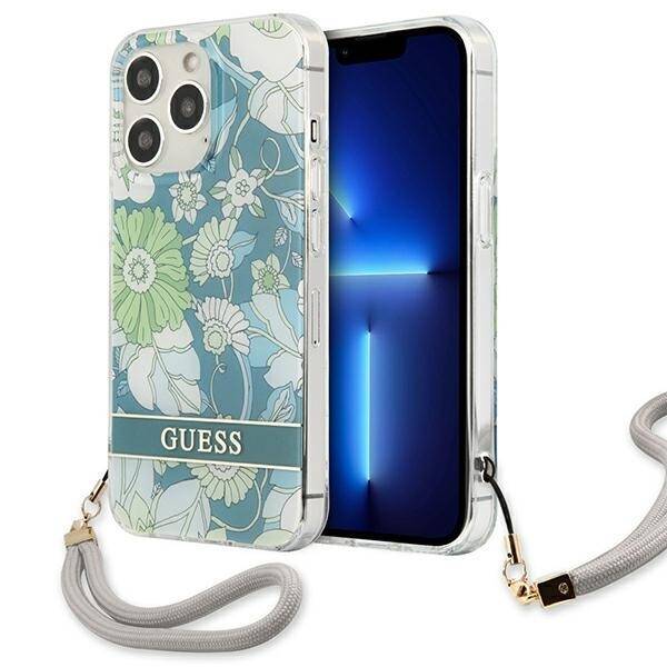 Case GUESS Apple iPhone 13 13 Pro Flower Strap Green Hardcase