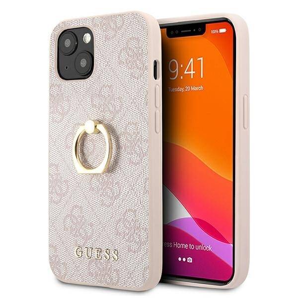 Case GUESS Apple iPhone 13 Mini 4G With Ring Stand Pink Hardcase