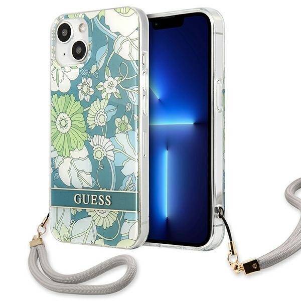 Case GUESS Apple iPhone 13 Mini Flower Strap Green Hardcase