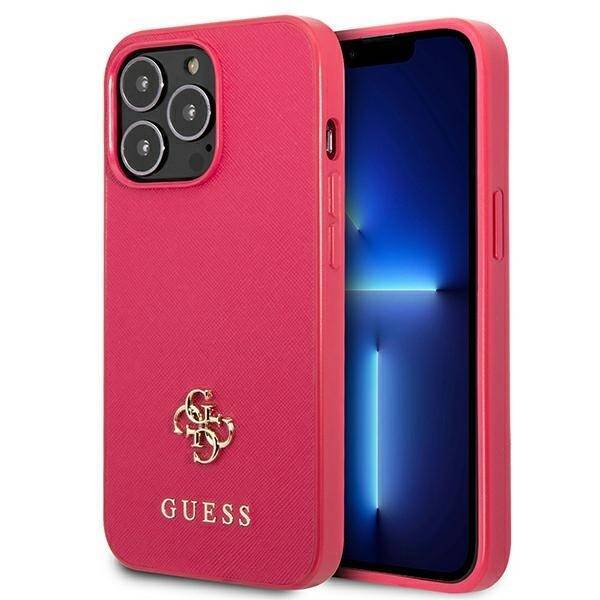 Case GUESS Apple iPhone 13 Pro Max Saffiano 4G Small Metal Logo Pink Hardcase