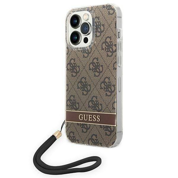 Case GUESS Apple iPhone 14 Pro Max 4G Print Strap Brown Hardcase