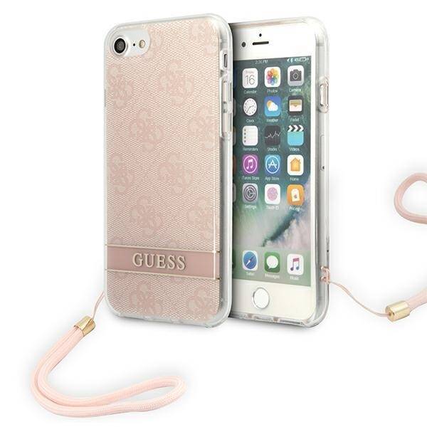 Case GUESS Apple iPhone SE 2022 SE 2020 7 8 4G Print Strap Pink Hardcase