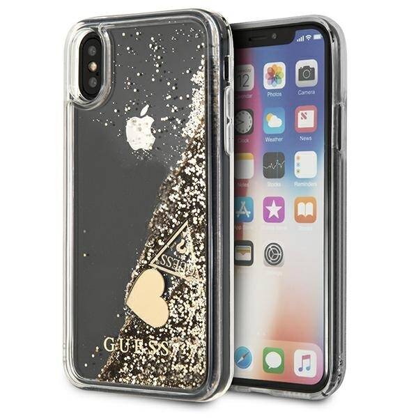 Case GUESS Apple iPhone X Xs Glitter Charms Gold Hardcase