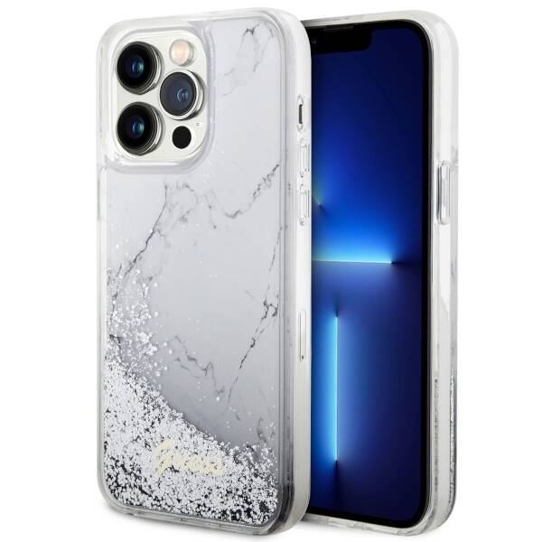 Case Guess GUHCP14XLCSGSGH iPhone 14 Pro Max 6.7" white/white hardcase Liquid Glitter Marble Case