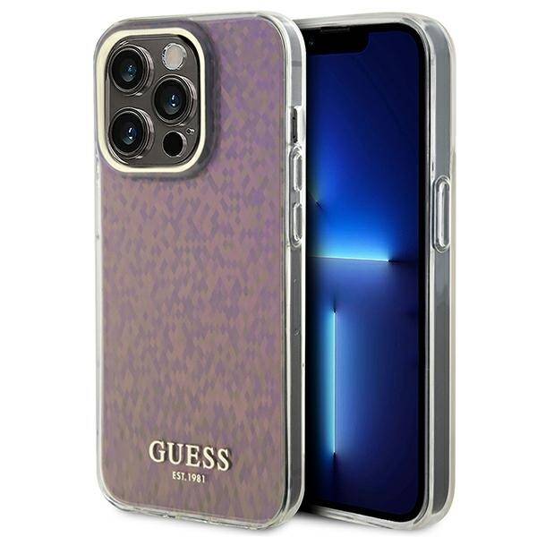 Case Guess GUHCP15LHDECMP iPhone 15 Pro 6.1" pink/pink hardcase IML Faceted Mirror Disco Iridescent Case