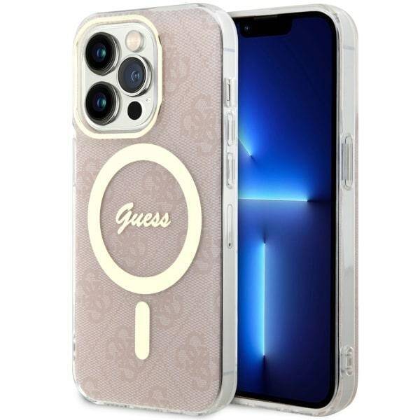 Case Guess GUHMP14LH4STP iPhone 14 Pro 6.1" pink/pink hardcase 4G MagSafe Case