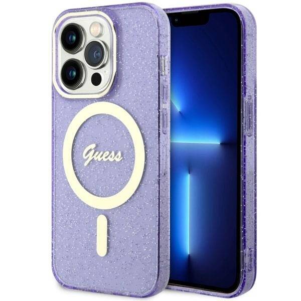 Case Guess GUHMP14XHCMCGU iPhone 14 Pro Max 6.7" purple/purple hardcase Glitter Gold MagSafe Case