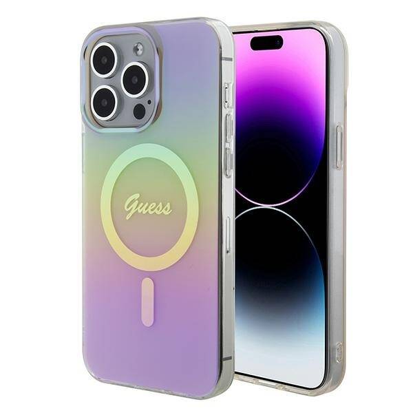 Case Guess GUHMP15XHITSP iPhone 15 Pro Max 6.7" pink/pink hardcase IML Iridescent MagSafe Case