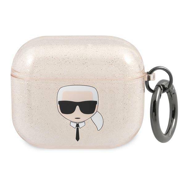 Case KARL LAGERFELD Apple AirPods 3 Cover Glitter Karl`s Head Gold Case