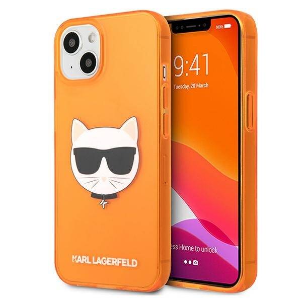 Case KARL LAGERFELD Apple iPhone 13 Mini Glitter Choupette Fluo Orange Hardcase