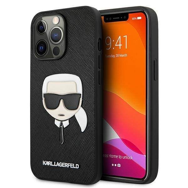 Case KARL LAGERFELD Apple iPhone 13 Pro Saffiano Iconic Karl`s Head Black Hardcase