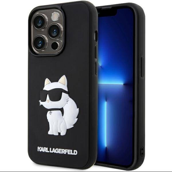 Case Karl Lagerfeld KLHCP14L3DRKHNK iPhone 14 Pro 6.1" black/black hardcase Rubber Choupette 3D Case