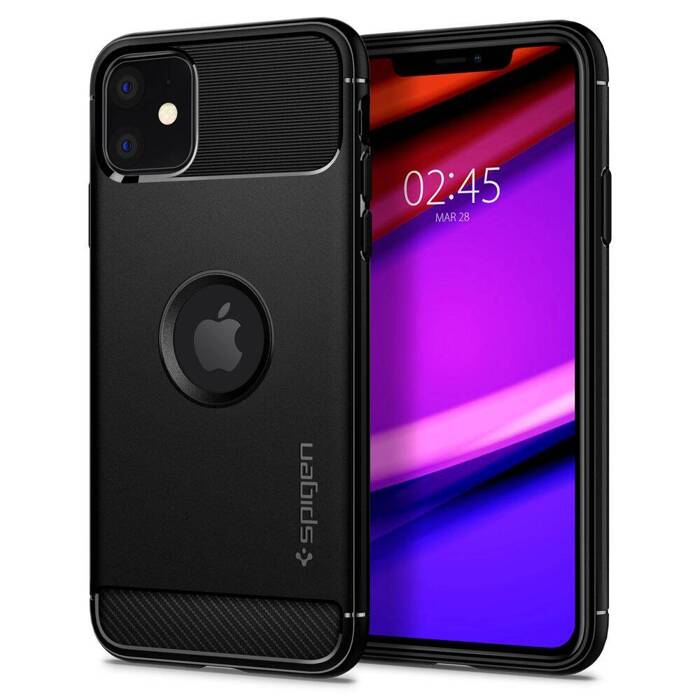 Case Spigen Apple iPhone 11 Rugged Armor MATTE Black Case 