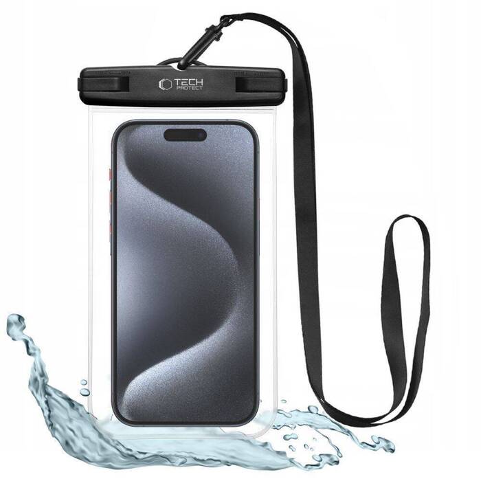 Case TECH-PROTECT Universal Waterproof Case Black/ Clear Case