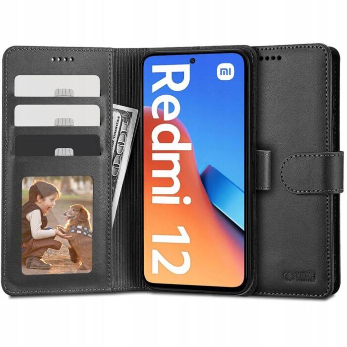 Case Tech-Protect Wallet Xiaomi Redmi 12 Black Case