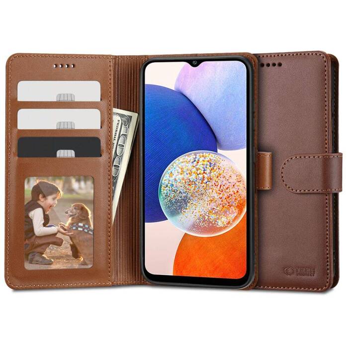 Case Tech-protect Wallet Galaxy A14 5G Brown Case