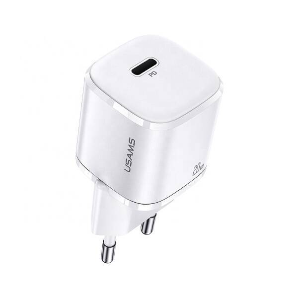 Charger Networked USAMS 1xUSB-C T36 Mini PD3.0 20W Fast Charging CC124TC02 US-CC124 White