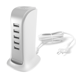 Charger network 5x USB with built-in cablesm network EU white (A5EU)