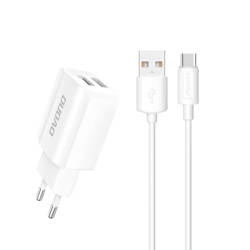 Dudao charger EU 2x USB 5V/2.4A + cable USB Type-c white (A2EU + Type-c white)