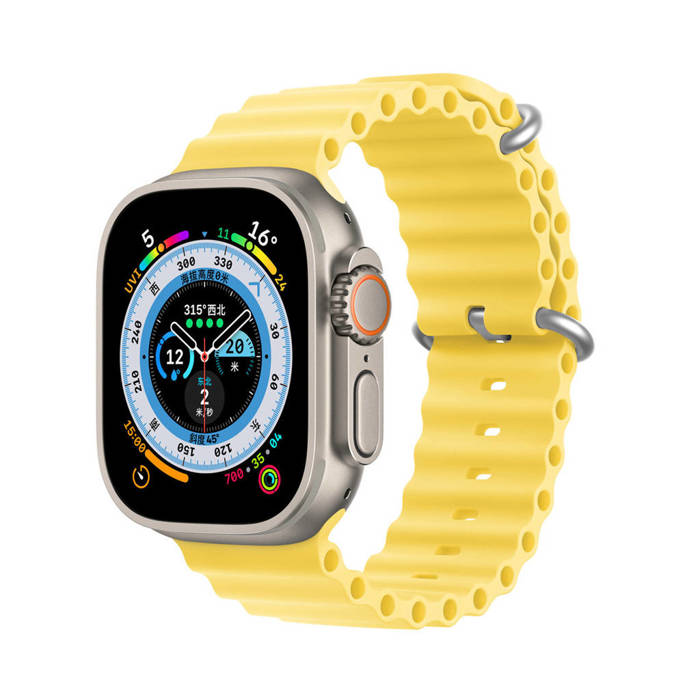 Dux Ducis Strap Watch Strap 8 / 7 / 6 / 5 / 4 / 3 / 2 / SE (41 / 40 / 38mm) Silicone Band Bracelet Yellow (OceanWave Version)