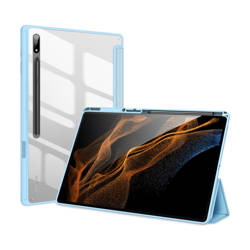 Dux Ducis Toby Armored Flip Smart Case For Samsung Galaxy Tab S8 Ultra With Stylus Holder Blue