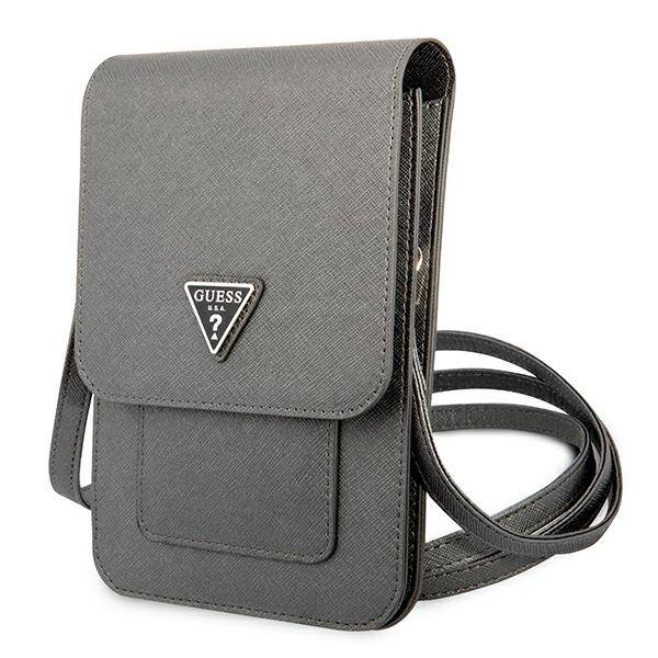 GUESS Saffiano Triangle Gray Handbag