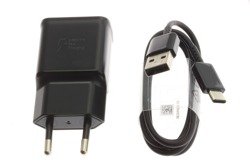 Genuine Charger SAMSUNG Fast Charging EP-TA200 + Cable USB-C Galaxy S8 S9 S10 Note 8 9 Black