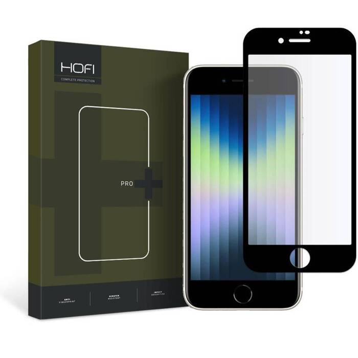 Glass Tempered HOFI Apple iPhone 7 8 SE 2020 2022 Black Glass Pro+