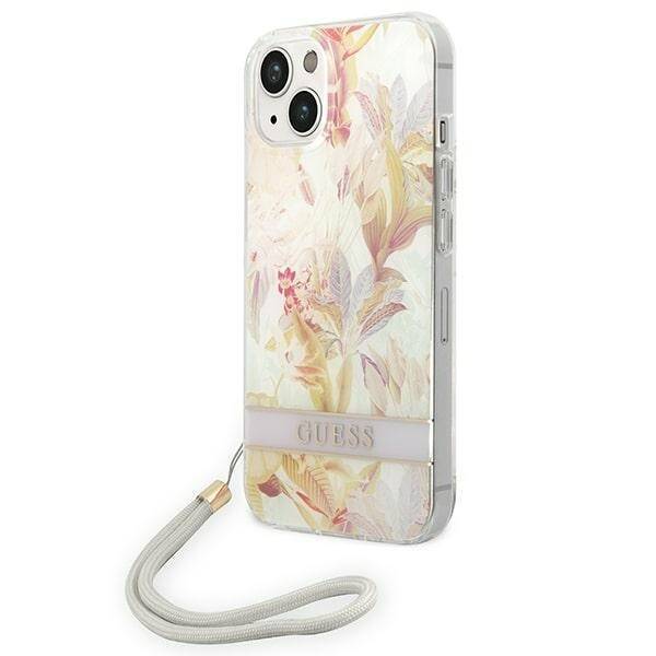 Guess GUOHCP14MHFLSU iPhone 14 Plus 6.7" purple/purple hardcase Flower Strap