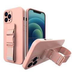 Rope case gel TPU airbag case cover with lanyard for iPhone 8 Plus / iPhone 7 Plus pink