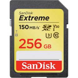 SanDisk Extreme SDXC Memory Card 256 GB 150/70 MB/s V30 UHS-I U3
