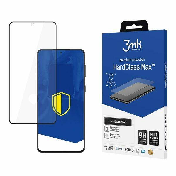 Tempered Glass 3mk Samsung Galaxy S21 Ultra G998 FullScreen HardGlass Max Black Glass