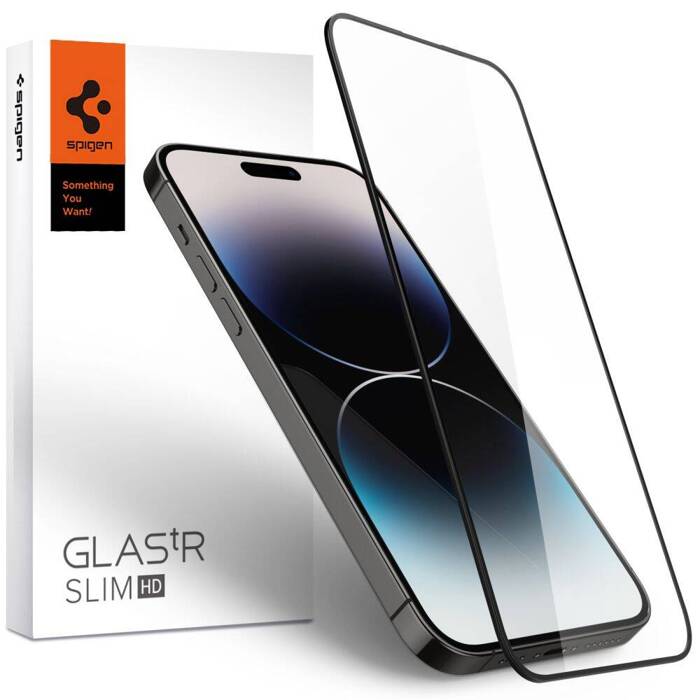 Tempered Glass Spigen GLASS FC IPhone 14 PRO BLACK