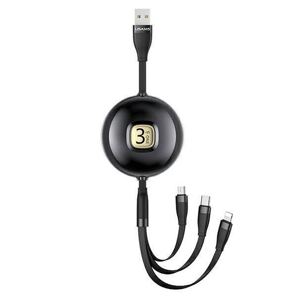 USAMS Cable U69 3in1 1m black/black (lightning/microUSB/USB-C) SJ508USB01 (US-SJ508)