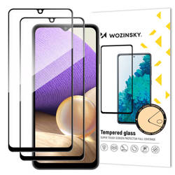 Wozinsky 2x Tempered Glass Full Glue Super Tough Screen Protector Full Coveraged with Frame Case Friendly for Samsung Galaxy A32 4G black