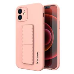 Wozinsky Kickstand Case flexible silicone cover with a stand iPhone XS Max pink