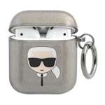 KARL LAGERFELD Funda para los AirPods Glitter Karl`s Head Negro