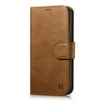 iCarer Oil Wax Wallet Case 2in1 case iPhone 14 Leather Flip Cover Anti-RFID marrón (WMI14220721-TN)