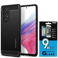 Spigen Galaxy A53 5G Rugged Armor Funda MATTE Negro + Vidrio