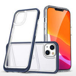 Coque transparente 3en1 pour iPhone 14 en silicone avec cadre bleu