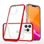 Clear 3in1 coque pour iPhone 13 Pro Max gel cover with frame red