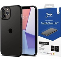 Coque SPIGEN iPhone 12 / 12 Pro Ultra Hybrid Matte Black Case + 3MK Flexible Glass Lite