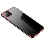 Clear Color case gel cover coque avec bordure métallique Samsung Galaxy S21 Ultra 5G rouge