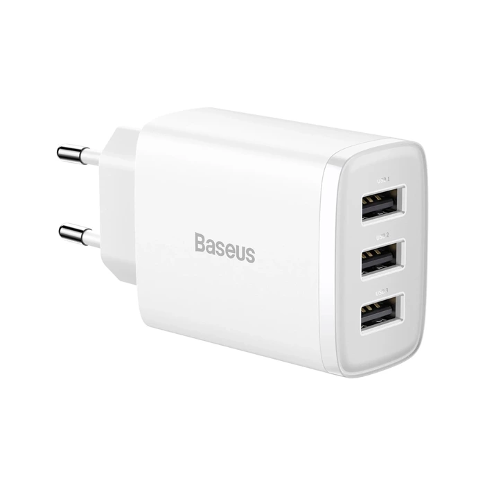 [APRÈS RETOUR] Chargeur Baseus Compact 3x USB 17W blanc (CCXJ020102)