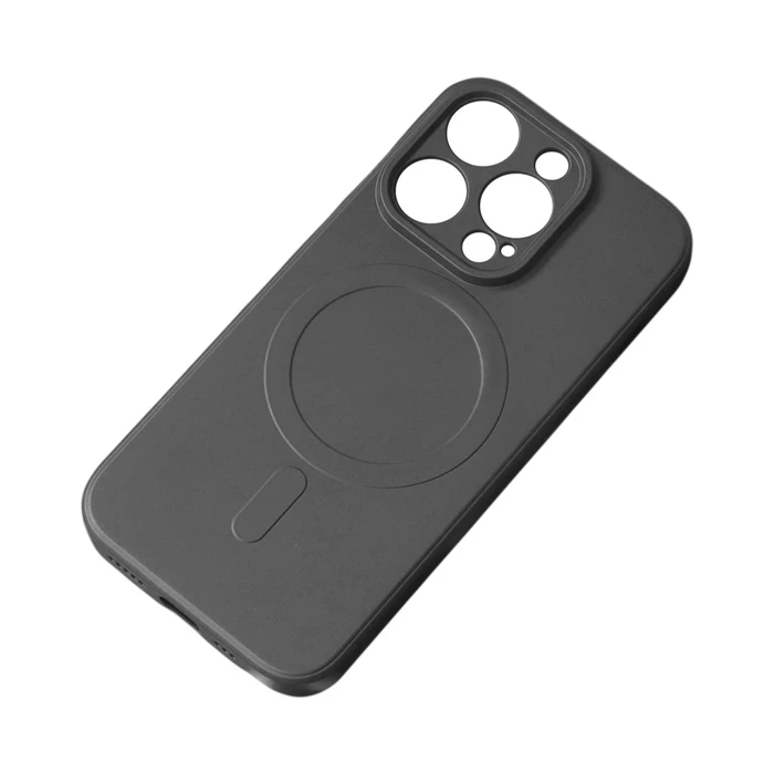 [APRÈS RETOUR] Coque en silicone compatible MagSafe pour coque en silicone iPhone 15 Pro - Noir