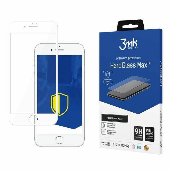 3MK HardGlass Max Glass pour iPhone 7 8 Plus Blanc