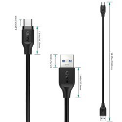 AUKEY CB-CMD3 set de 3 pièces. Câbles USB C en PVC